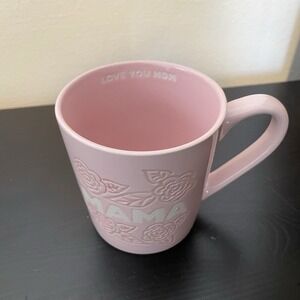 Mama Mother's Day Coffee/ Tea Mug Salmon Pink Flowers Embossed